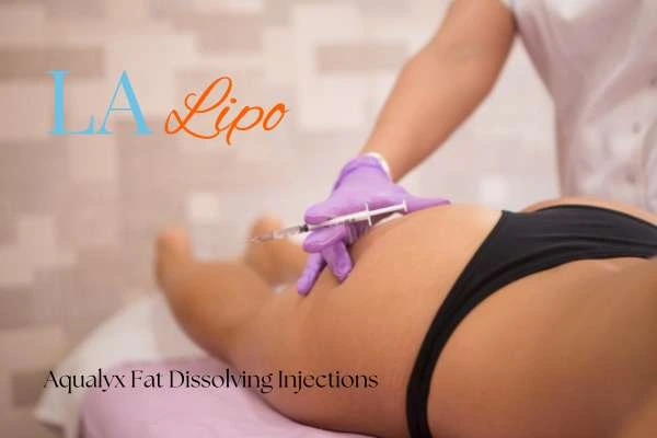 Woman having fat dissolving injections Brompton on thighs