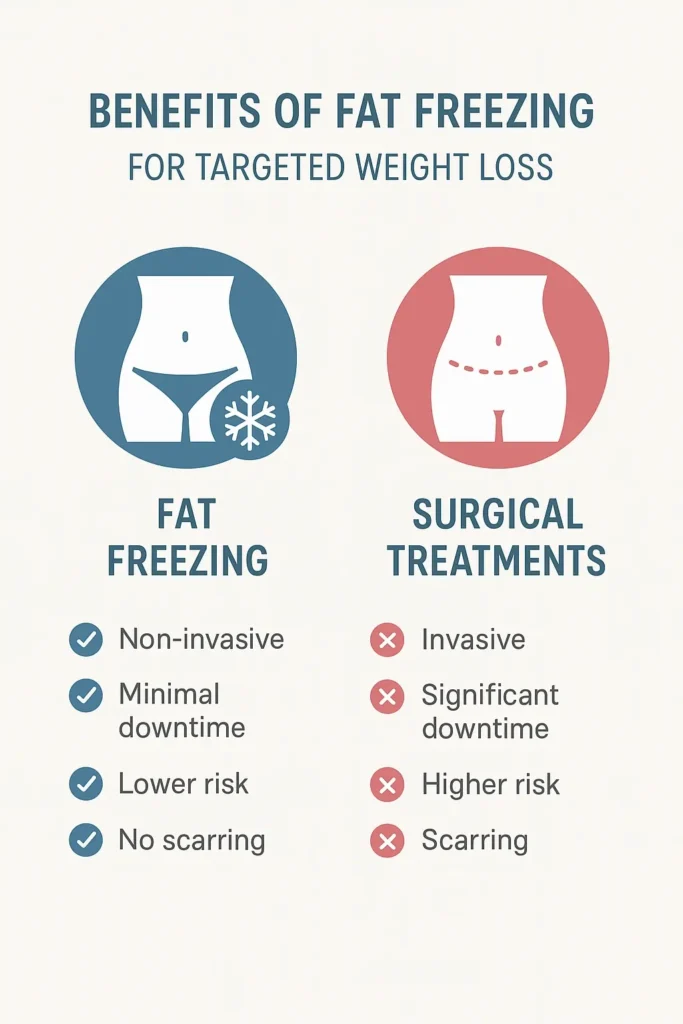 graphic showing the benefits of fat freezing Brompton