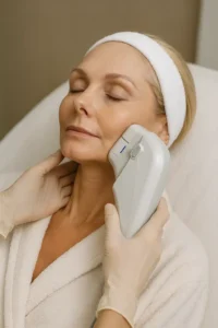 Woman receiving HIFU non surgical facelift treatment Brompton