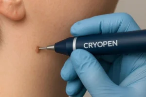 Person receiving skin tag removal Brompton